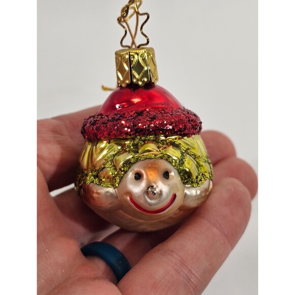 KSD VINTAGE Inge-Glas Blown Glass Christmas Tree Ornament Santa Turtle W Hat NEW - Picture 2 of 7